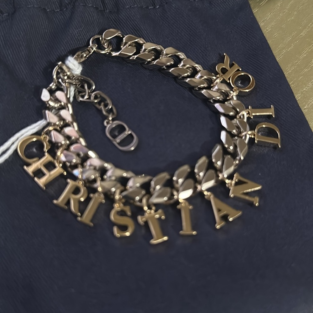 💯 Christian Dior Lettering Charm Bracelet Runway Piece BNIB Unisex
